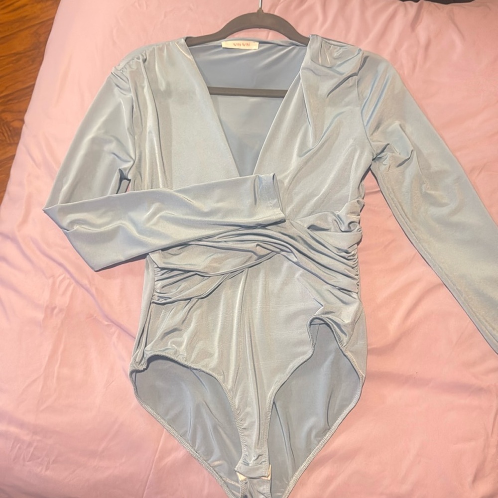 Silky powder blue body suit